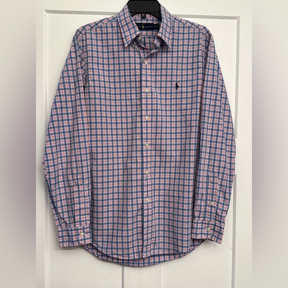 Ralph Lauren Other - Mens RALPH LAUREN Blue/Pink Plaid Long Sleeve Button Front Shirt Size M
